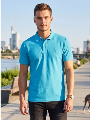 Tricou premium pentru bărbați cu guler ALTISPORT ALM002203 TURCOAZ