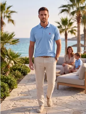 Tricou premium pentru bărbați cu guler ALTISPORT ALM002203 CER ALBASTRU