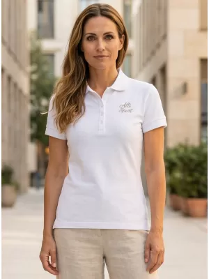 Tricou de damă cu guler ALTISPORT ALW056210 AUR ALB
