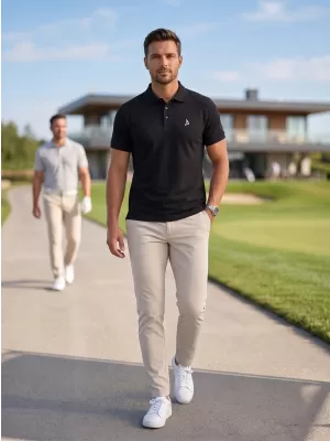 Tricou premium pentru bărbați cu guler ALTISPORT ALM002203 ALB-NEGRU