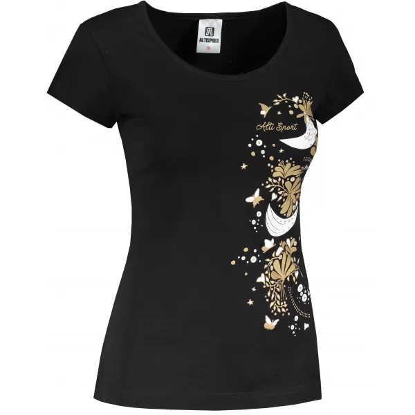  Tricou pentru femei ALTISPORT ALW096122 NEGRU SI AURIU 