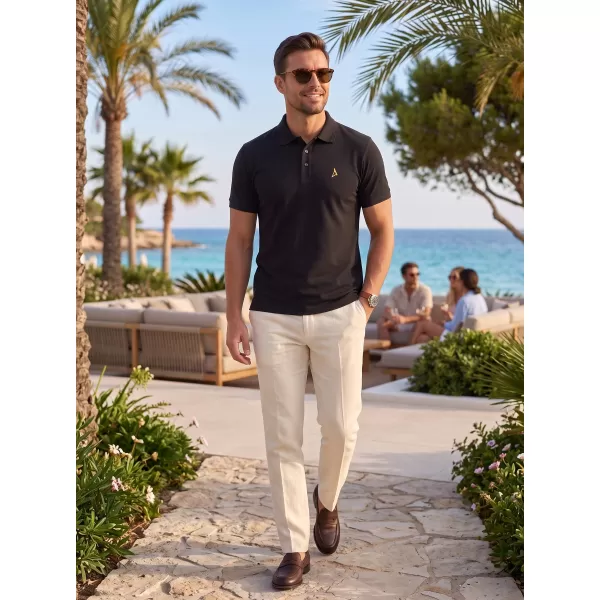  Tricou premium pentru bărbați cu guler ALTISPORT ALM002203 NEGRU SI AURIU 