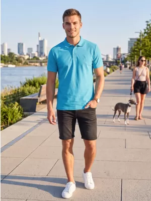 Tricou premium pentru bărbați cu guler ALTISPORT ALM002203 TURCOAZ