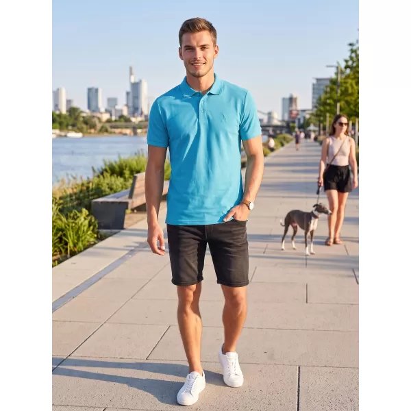  Tricou premium pentru bărbați cu guler ALTISPORT ALM002203 TURCOAZ 