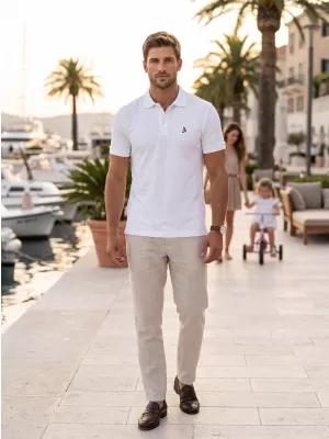 Tricou premium pentru bărbați cu guler ALTISPORT ALM002203 ALB