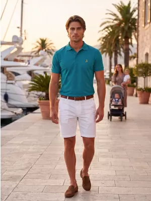 Tricou premium pentru bărbați cu guler ALTISPORT ALM002203 TURCOAZ ÎNCHIS