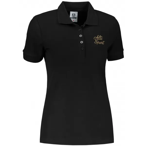  Tricou de damă cu guler ALTISPORT ALW056210 NEGRU SI AURIU 