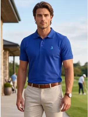 Tricou premium pentru bărbați cu guler ALTISPORT ALM002203 ALBASTRU REGAL