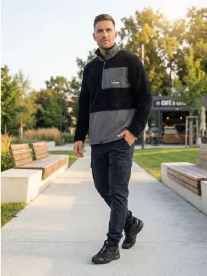Hanorac pentru bărbați din fleece ALTISPORT HONOB MSWU307 NEGRU