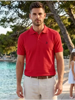 Tricou premium pentru bărbați cu guler ALTISPORT ALM002203 ROȘU