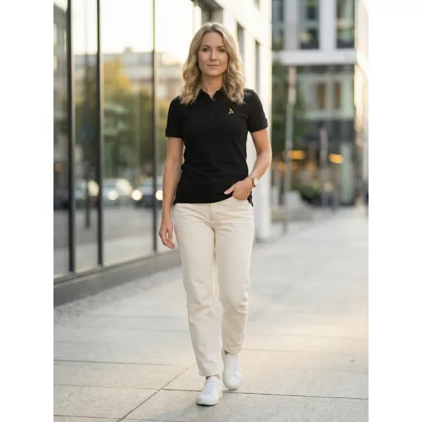  Tricou premium de damă cu guler ALTISPORT ALW002210 NEGRU SI AURIU 