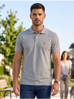 Tricou premium pentru bărbați cu guler ALTISPORT ALM002203 EVIDENȚIERI GRI ÎNCHIS