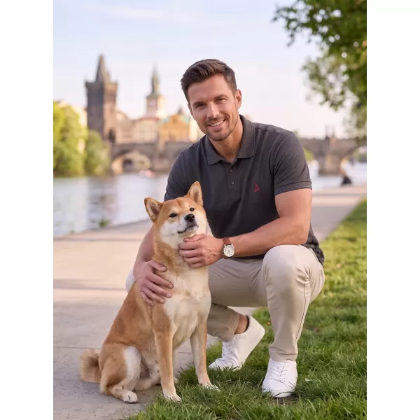  Tricou premium pentru bărbați cu guler ALTISPORT ALM002203 EVIDENȚIERE ANTRACIT 