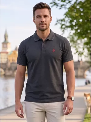 Tricou premium pentru bărbați cu guler ALTISPORT ALM002203 EVIDENȚIERE ANTRACIT