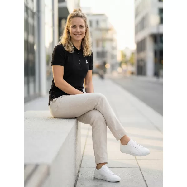  Tricou premium de damă cu guler ALTISPORT ALW002210 ALB-NEGRU 