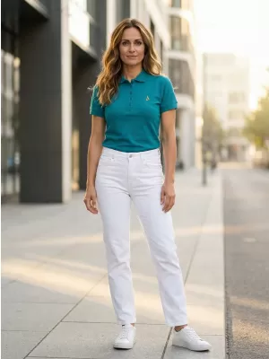 Tricou premium de damă cu guler ALTISPORT ALW002210 TURCOAZ ÎNCHIS