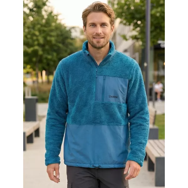  Hanorac pentru bărbați din fleece ALTISPORT HONOB MSWU307 ALBASTRU 