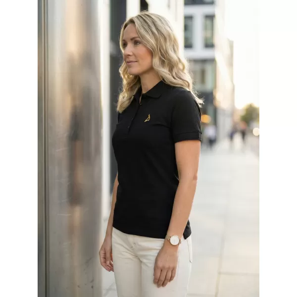  Tricou premium de damă cu guler ALTISPORT ALW002210 NEGRU SI AURIU 