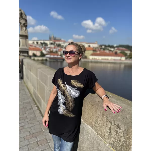  Dámské prodloužené triko ALTISPORT CARRYOVER ALW112123 ČERNOZLATÁ 
