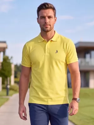 Tricou premium pentru bărbați cu guler ALTISPORT ALM002203 LĂMÂIE