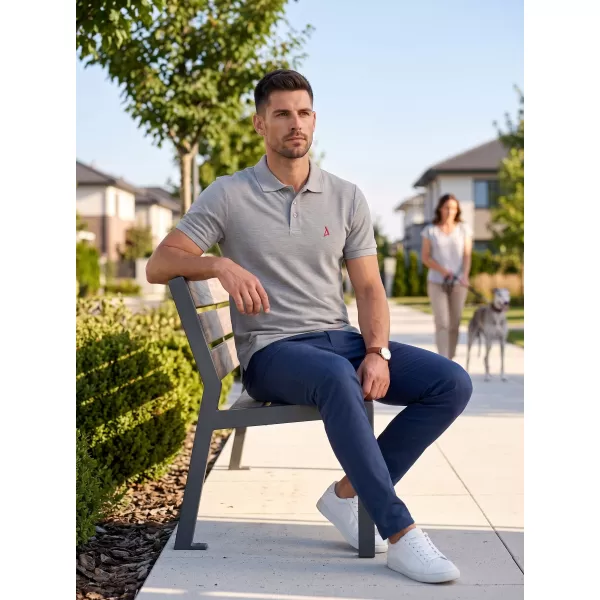  Tricou premium pentru bărbați cu guler ALTISPORT ALM002203 EVIDENȚIERI GRI ÎNCHIS 