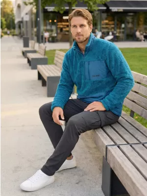 Hanorac pentru bărbați din fleece ALTISPORT HONOB MSWU307 ALBASTRU
