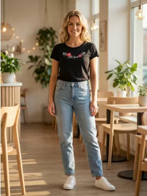 Tricou pentru femei ALTISPORT ALW116122 NEGRU ȘI ROȘU