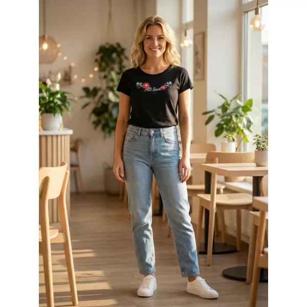  Tricou pentru femei ALTISPORT ALW116122 NEGRU ȘI ROȘU 