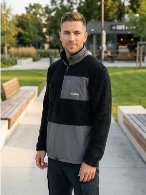 Hanorac pentru bărbați din fleece ALTISPORT HONOB MSWU307 NEGRU