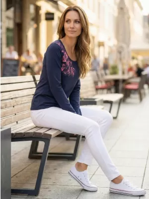 Tricou pentru femei ALTISPORT KOLIA LTSU837 ALBASTRU ÎNCHIS/ROZ