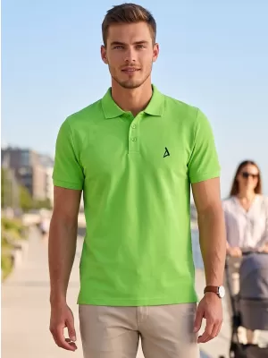 Tricou premium pentru bărbați cu guler ALTISPORT ALM002203 MĂR VERDE