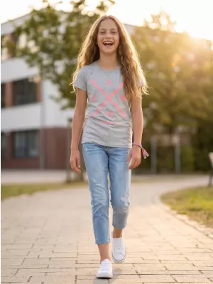 Tricou de fată cu mâneci scurte SAM 73 CAROLINE GT 554 GRI DESCHIS