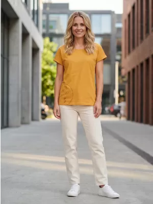 Tricou pentru femei cu mâneci scurte SAM 73 LEAH WT 828 OCHER ÎNTUNECAT