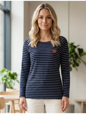 Tricou pentru femei cu mâneci lungi SAM 73 PAULA WT 836 ALBASTRU ÎNCHIS