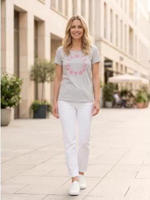 Tricou pentru femei cu mâneci scurte SAM 73 ARIAS WT 825 GRI DESCHIS