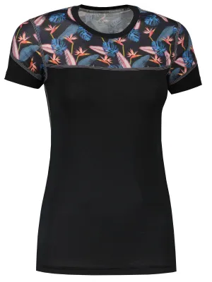 Bluză termică pentru femei SENSOR MERINO IMPRESS 21100008 NEGRU/FLORAL