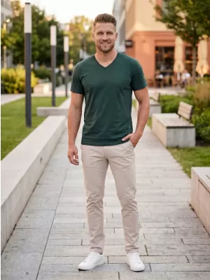 Tricou pentru bărbați cu mâneci scurte SAM 73 JAY MT 807 ARMATĂ