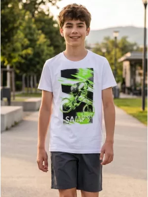 Băiat t -hirt cu mâneci scurte SAM 73 LEO BT 550 ALB