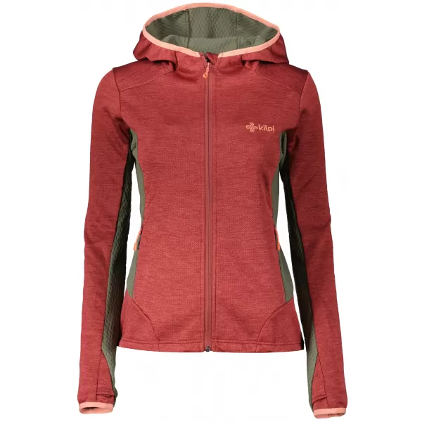 Hanorac de damă din fleece KILPI ALANIS-W QL0307KI ROȘU ÎNCHIS 