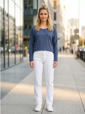 Tricou pentru femei cu mâneci lungi SAM 73 SANDRA WT 830 ALBASTRU