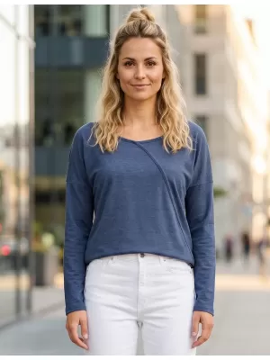 Tricou pentru femei cu mâneci lungi SAM 73 SANDRA WT 830 ALBASTRU