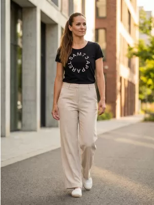 Tricou pentru femei cu mâneci scurte SAM 73 ARIAS WT 825 NEGRU