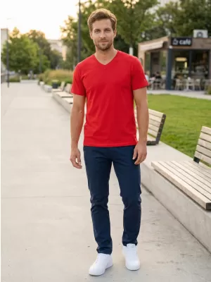 Tricou pentru bărbați cu mâneci scurte SAM 73 BLANE MT 807 ROŞU
