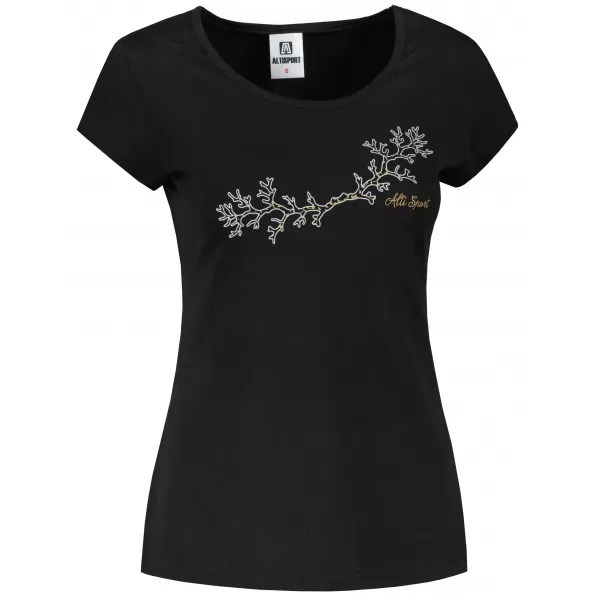  Tricou pentru femei ALTISPORT ALW128122 NEGRU SI AURIU 