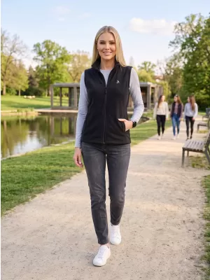 Vesta de dama fleece ALTISPORT ALW002518 NEGRU SI ARGINTIU