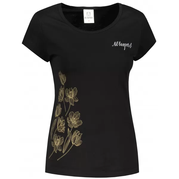  Tricou pentru femei ALTISPORT ALW132122 NEGRU SI AURIU 