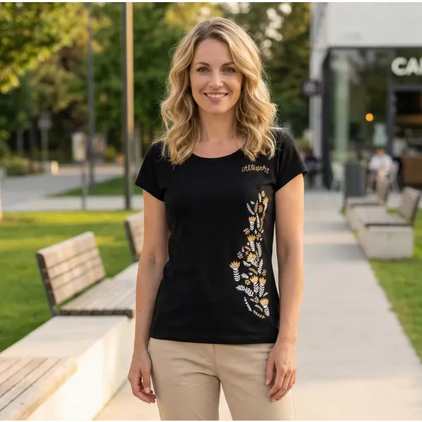  Tricou pentru femei ALTISPORT ALW130122 NEGRU SI AURIU 