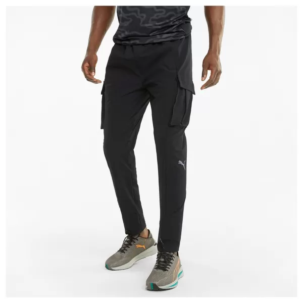  Pantaloni de trening pentru bărbați PUMA RUN WOVEN CARGO PANT M 520864-01 PUMA NEGRU 