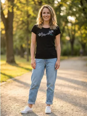 Tricou pentru femei ALTISPORT ALW128122 NEGRU ȘI ALBASTRU