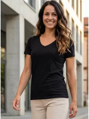 Tricou pentru femei cu mâneci scurte SAM 73 UNA WT 866 NEGRU